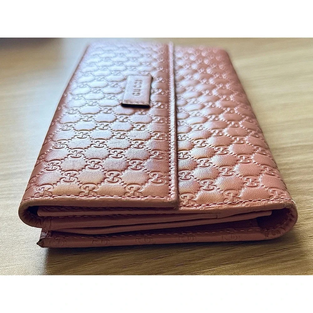 Gucci Microguccissima Pink Leather Continental Wallet GG Monogram 449393